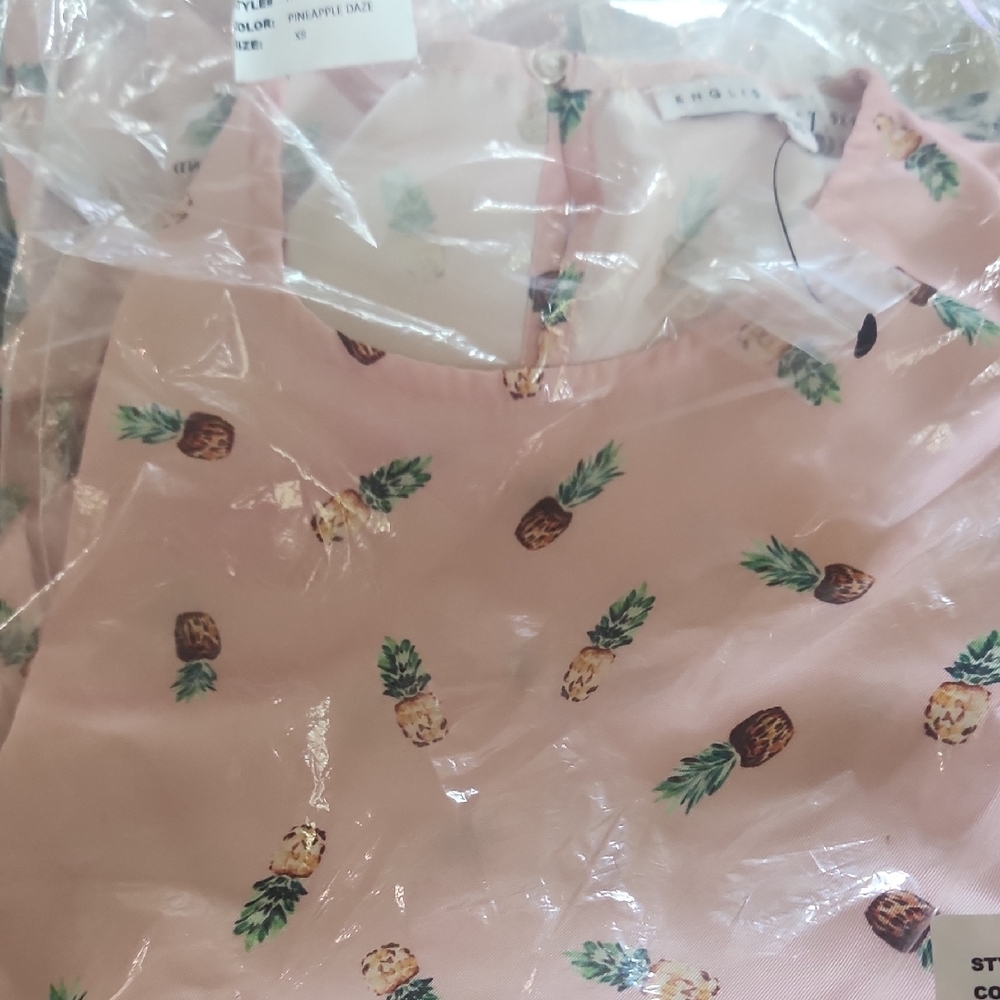 English Factory - Pineapple Daze Tie-Front Top - Size XSmall  Pink - Picture 3 of 3